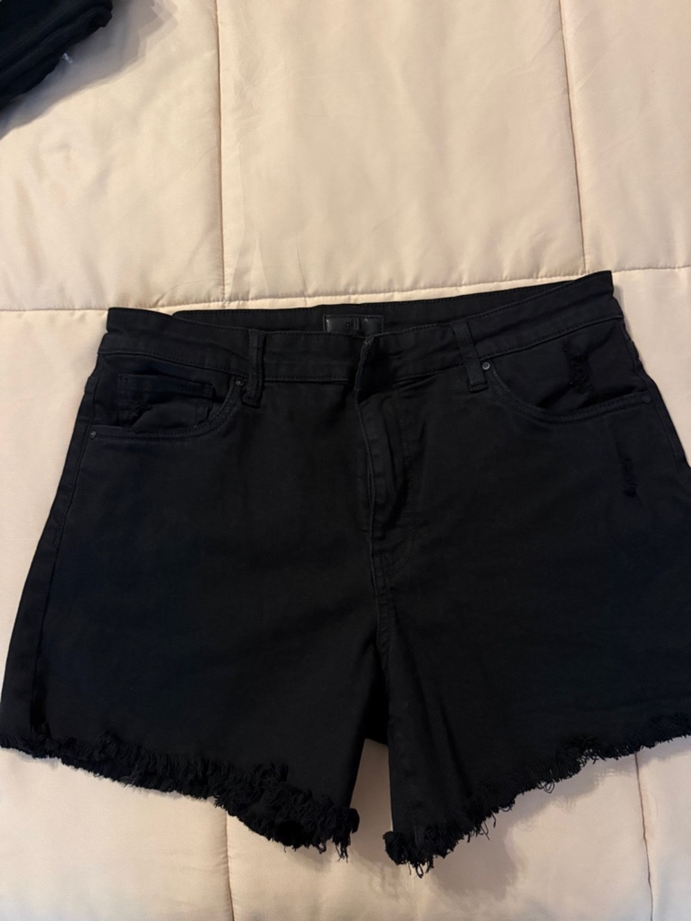 Black Frayed Hem Women's Denim Shorts